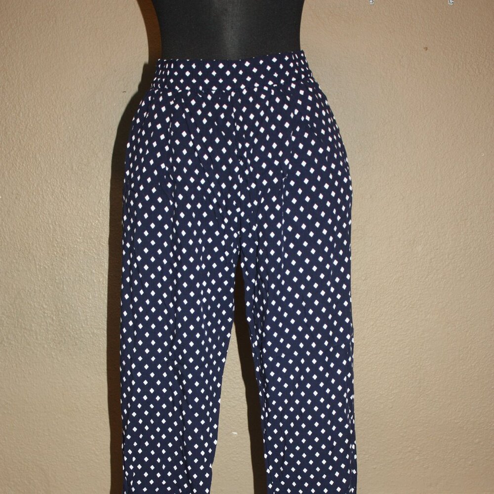 ANTHROPOLOGIE SATURDAY SUNDAY BLUE POLKA DOTS LOBELIA JOGGER PANTS - SMALL 2 4